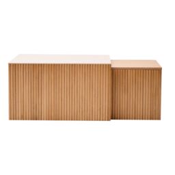 Nordlys Set of 2 Wooden Coffee Tables with Storage in Light Brown - thumbnail 7