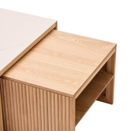 Nordlys Set of 2 Wooden Coffee Tables with Storage in Light Brown - thumbnail 8