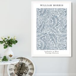 ARTZE William Morris Larkspur in Blue Art Print / White Frame / SIZE: A2 in Mid Blue - Size: A4 - thumbnail 1