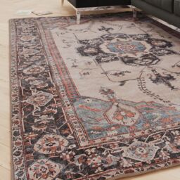 Kukoon Cream Distressed Soft Washable & Liquid Repellent Living Room Area Rug in Light Beige - Size: 60 cm x 240 cm - thumbnail 6