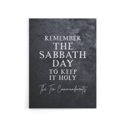 "Artery8 Ten Commandments Sabbath Bible Quote Canvas Wall Art Print in Grey - Size: W18"" x H24""" - thumbnail 1