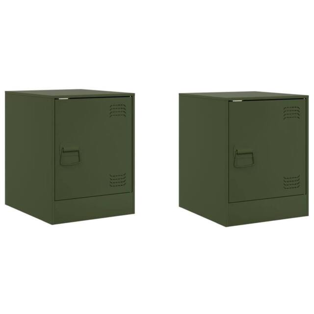 Berkfield Home Bedside Cabinets 2 pcs Olive Green 34.5x39x44 cm Steel - image 1