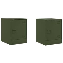 Berkfield Home Bedside Cabinets 2 pcs Olive Green 34.5x39x44 cm Steel