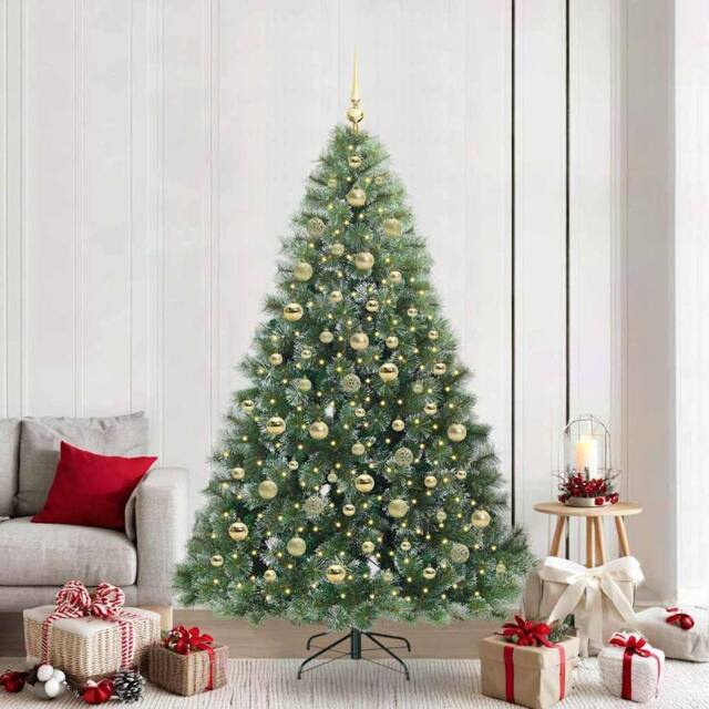 Berkfield Home Artificial Christmas Tree with 300 LEDs Green 210 cm PE & PVC - image 1