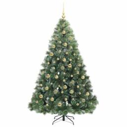 Berkfield Home Artificial Christmas Tree with 300 LEDs Green 210 cm PE & PVC - thumbnail 4