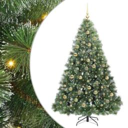 Berkfield Home Artificial Christmas Tree with 300 LEDs Green 210 cm PE & PVC - thumbnail 2