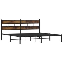 Berkfield Home Metal Bed Frame without Mattress Smoked Oak 180x200 cm Super King in Brown - thumbnail 3
