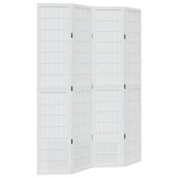 Berkfield Home Room Divider 4 Panels White Solid Wood Paulownia - thumbnail 3