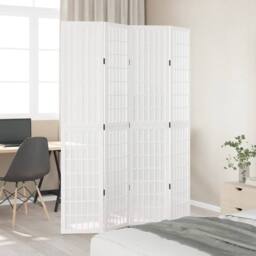 Berkfield Home Room Divider 4 Panels White Solid Wood Paulownia