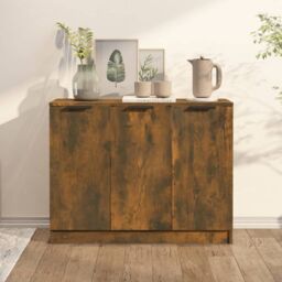 Berkfield Home Sideboard Smoked Oak 90.5x30x70 cm Engineered Wood in Brown - thumbnail 1