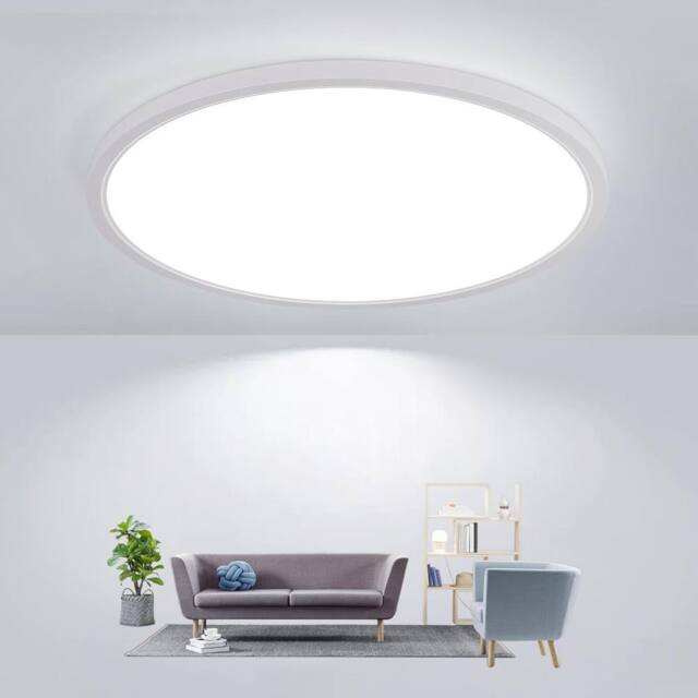 Goeco LED Ceiling Light, IP44, for Bedroom Bathroom Kitchen, Hallway Balcony in White - Size: 12 inches - image 1