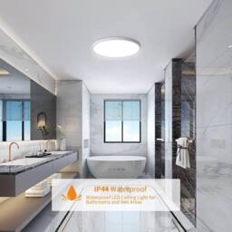 Goeco LED Ceiling Light, IP44, for Bedroom Bathroom Kitchen, Hallway Balcony in White - Size: 12 inches - thumbnail 2