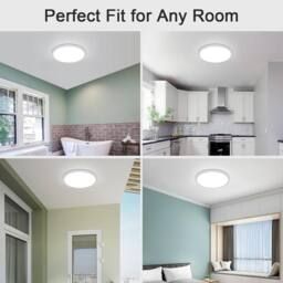 Goeco LED Ceiling Light, IP44, for Bedroom Bathroom Kitchen, Hallway Balcony in White - Size: 12 inches - thumbnail 4