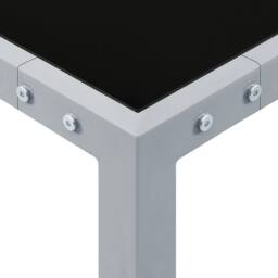 Berkfield Home Garden Table 130x130x72 cm Grey Steel & Glass - Size: 130 x 130 x 72 cm - thumbnail 3