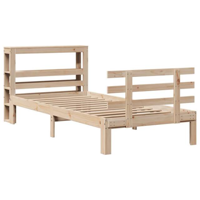Berkfield Home Beautiful Bed Frame with Headboard without Mattress 90x200 cm in Natural - image 1