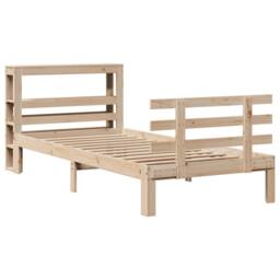 Berkfield Home Beautiful Bed Frame with Headboard without Mattress 90x200 cm in Natural - thumbnail 1