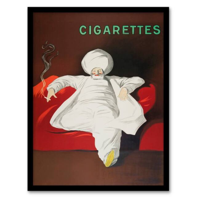 Artery8 Leonetto Cappiello Framed Wall Art JOB Vintage Advert Relaxing Man in Red - Size: A4 - image 1