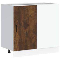 Berkfield Home Sink Base Cabinet Smoked Oak Engineered Wood in Brown - thumbnail 3