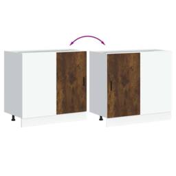 Berkfield Home Sink Base Cabinet Smoked Oak Engineered Wood in Brown - thumbnail 8