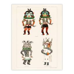 Artery8 Hopi Kachinas Framed Wall Art Print Drawing from Hopi Natives in White - Size: A4 - thumbnail 3