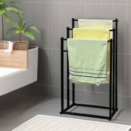 FORGEVIO Black Movable 3 Tier Freestanding Bathroom Towel Storage Rack Stand