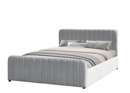 Comfy Living Ltd Brushed Velvet Fabric Gaslift Ottoman in Light Grey - Size: King - thumbnail 3