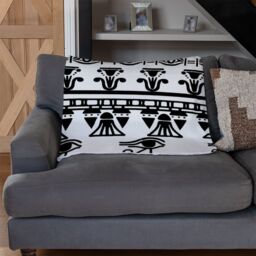 Benjamin Tate Design Egyptian Eye Of Horus Heiroglyphs Blanket in Natural - Size: 120 cm x 150 cm - thumbnail 2
