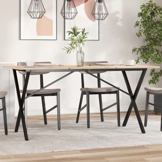 Berkfield Home Dining Table Legs X-Frame 140x60x73 cm Steel in Black - Size: 140 x 60 x 73 cm - image 1