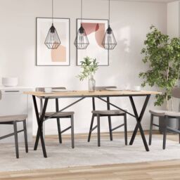 Berkfield Home Dining Table Legs X-Frame 140x60x73 cm Steel in Black - Size: 140 x 60 x 73 cm - thumbnail 3