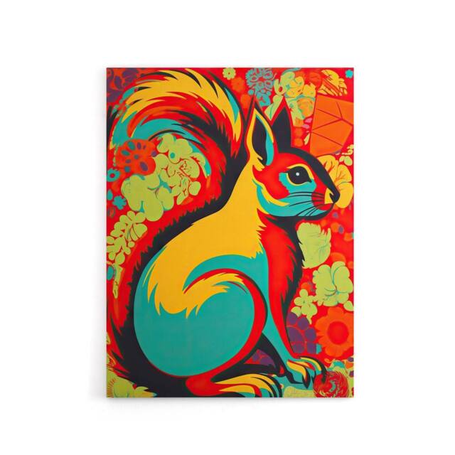"Artery8 Vibrant Squirrel Colourful Abstract Canvas Wall Art Print - Size: W18"" x H24""" - image 1