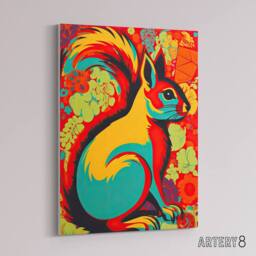 "Artery8 Vibrant Squirrel Colourful Abstract Canvas Wall Art Print - Size: W18"" x H24""" - thumbnail 2