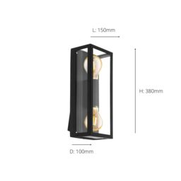 Eglo Alamonte 1 Metal IP44 Outdoor Wall Light in Black - thumbnail 4