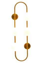Orsina Four Bulb White Glass Wall Light, Brass Finish Oval Frame Wall Sconce, Minimalist Metal Wall Lamp in Gold - thumbnail 4