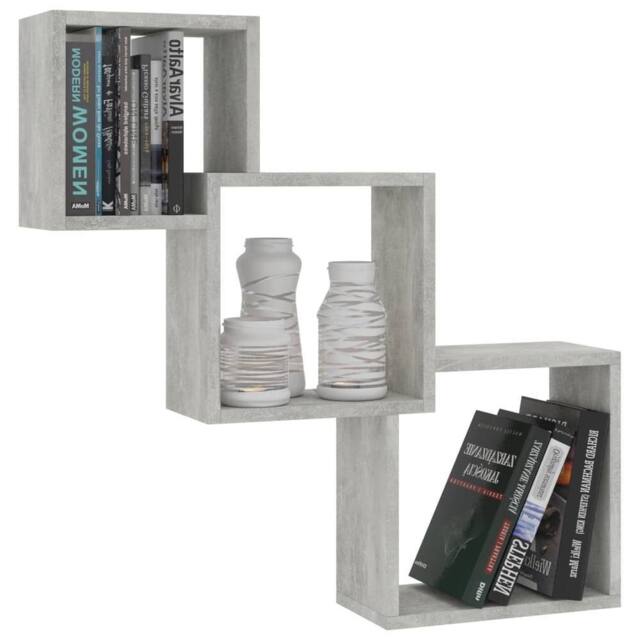 Berkfield Home Decorative Cube Wall Shelf Concrete Grey 68x15x68 cm Engineered Wood - Size: 68 x 15 x 68 cm - image 1