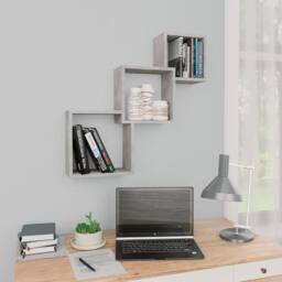 Berkfield Home Decorative Cube Wall Shelf Concrete Grey 68x15x68 cm Engineered Wood - Size: 68 x 15 x 68 cm - thumbnail 2
