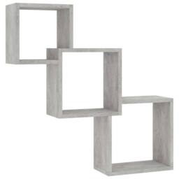 Berkfield Home Decorative Cube Wall Shelf Concrete Grey 68x15x68 cm Engineered Wood - Size: 68 x 15 x 68 cm - thumbnail 3