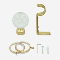 New Edge Blinds Brushed Gold 28mm Glass Bubbles Fixed Length Metal Curtain Pole - Size: 110 cm - thumbnail 3