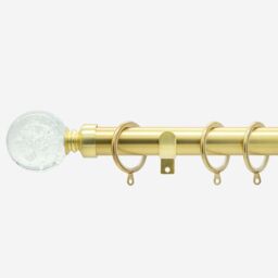 New Edge Blinds Brushed Gold 28mm Glass Bubbles Fixed Length Metal Curtain Pole - Size: 110 cm