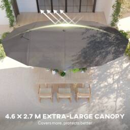 OUTSUNNY 4.6M Garden Patio Umbrella Canopy Parasol Sun Shade w/o Base in Grey - thumbnail 4