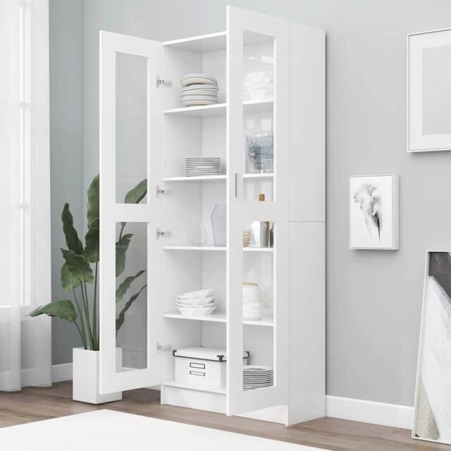 Berkfield Home Vitrine Cabinet White 82.5x30.5x185.5 cm Engineered Wood - image 1