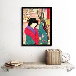 "Artery8 Yoshitoshi Japanese Geisha Blossoms Home Decor 12x16"" Framed Art Print - Size: W12"" x H16""" - thumbnail 2