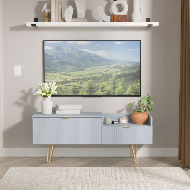 Ready Assembled 2 U Bexley 2 Drawer Coffee TV Unit (Ready Assembled) in Light Blue - image 1