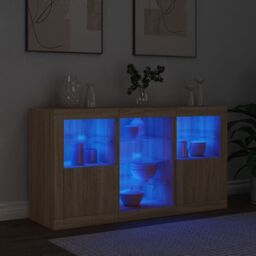 Berkfield Home Sideboard with LED Lights Sonoma Oak 123x37x67 cm in Brown - Size: 123 x 37 x 67 cm - thumbnail 4