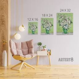 "Artery8 White Roses In Green Vase Van Gogh Vintage Canvas Wall Art - Size: W18"" x H24""" - thumbnail 4