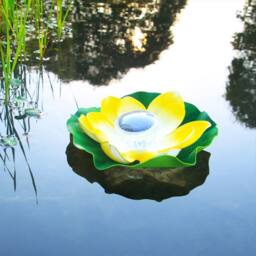 Quipulse Solar-powered Lotus Flower Pond Lights in Yellow - thumbnail 1