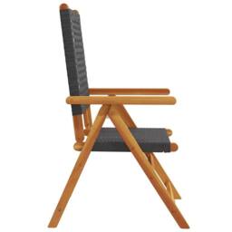 Berkfield Home Reclining Garden Chairs 4 pcs Black Poly Rattan & Solid Wood - thumbnail 5