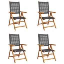 Berkfield Home Reclining Garden Chairs 4 pcs Black Poly Rattan & Solid Wood - thumbnail 1