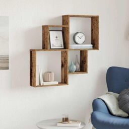 Berkfield Home Wall Shelf Old Wood 80x15x78.5 cm Engineered Wood in Brown - thumbnail 3