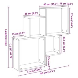 Berkfield Home Wall Shelf Old Wood 80x15x78.5 cm Engineered Wood in Brown - thumbnail 9
