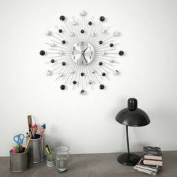 Berkfield Home Wall Clock with Quartz Movement Modern Design 50 cm in Silver - thumbnail 1